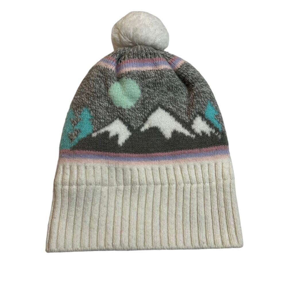 Target Kids Fleece Lined Mountain Print Beanie Size O/S Winter Cozy Snow Casual